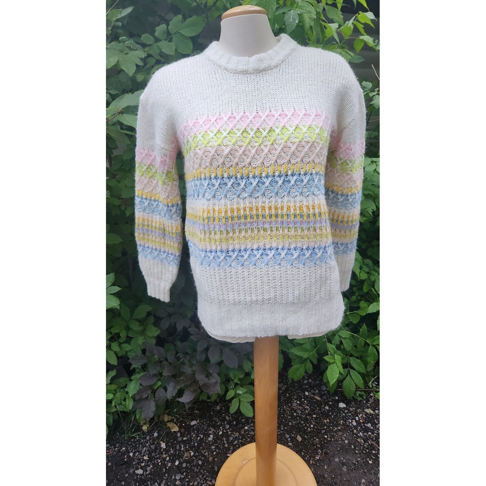Oversized Small Pastel Knit Sweater Think About The Elegant Woman Pullover